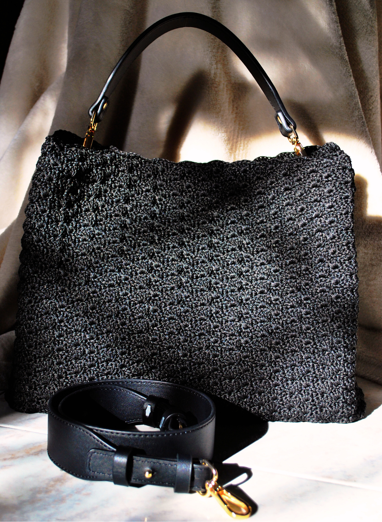 crisa black borsa con manico e tracolla